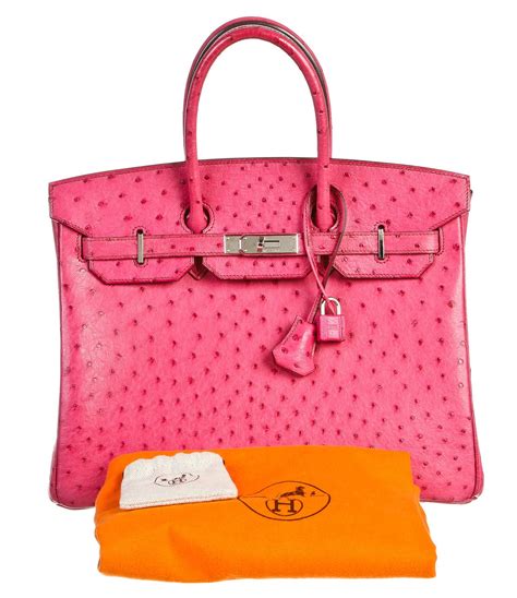 hermes birkin pink ostrich leather|Hermes Birkin 25 ostrich.